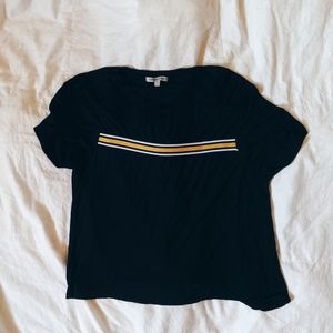 Cotton Black Tee Yellow Stripe